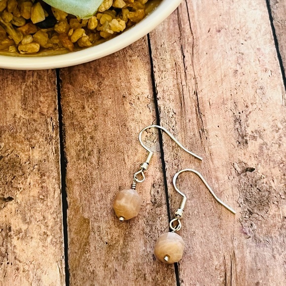 Sterling Silver Sunstone Earrings - Picture 4 of 9